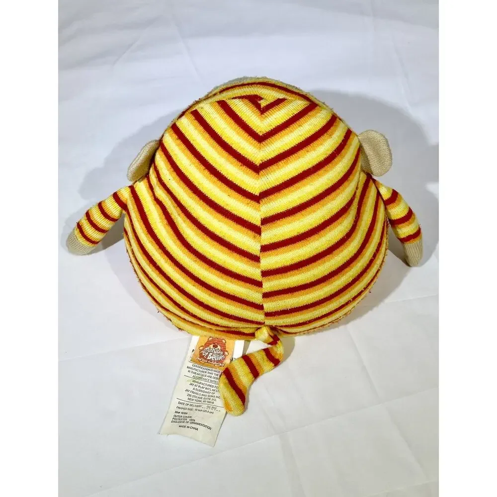 Mushable Pot Bellies Monkey Plush Orange Yellow Red Stripes 87% Foam Beads NICE!